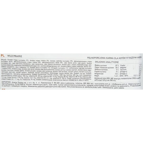 Cat food Acana Cat TF Regionals Wild Prairie Chicken Turkey 4,5 Kg - Image 2