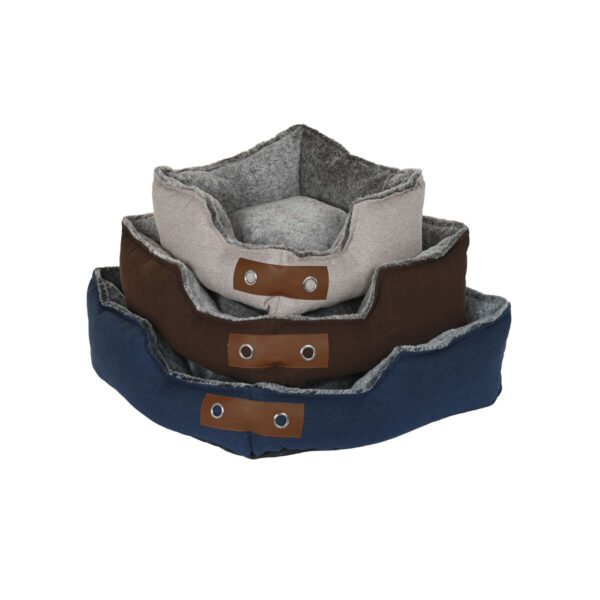 Pet bed DKD Home Decor Brown Beige Navy Blue 60 x 60 x 20 cm - Image 2