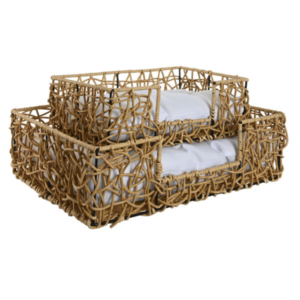 Pet bed Home ESPRIT White Light brown Metal synthetic rattan 50 x 35 x 14 cm (2 Pieces) - Image 3